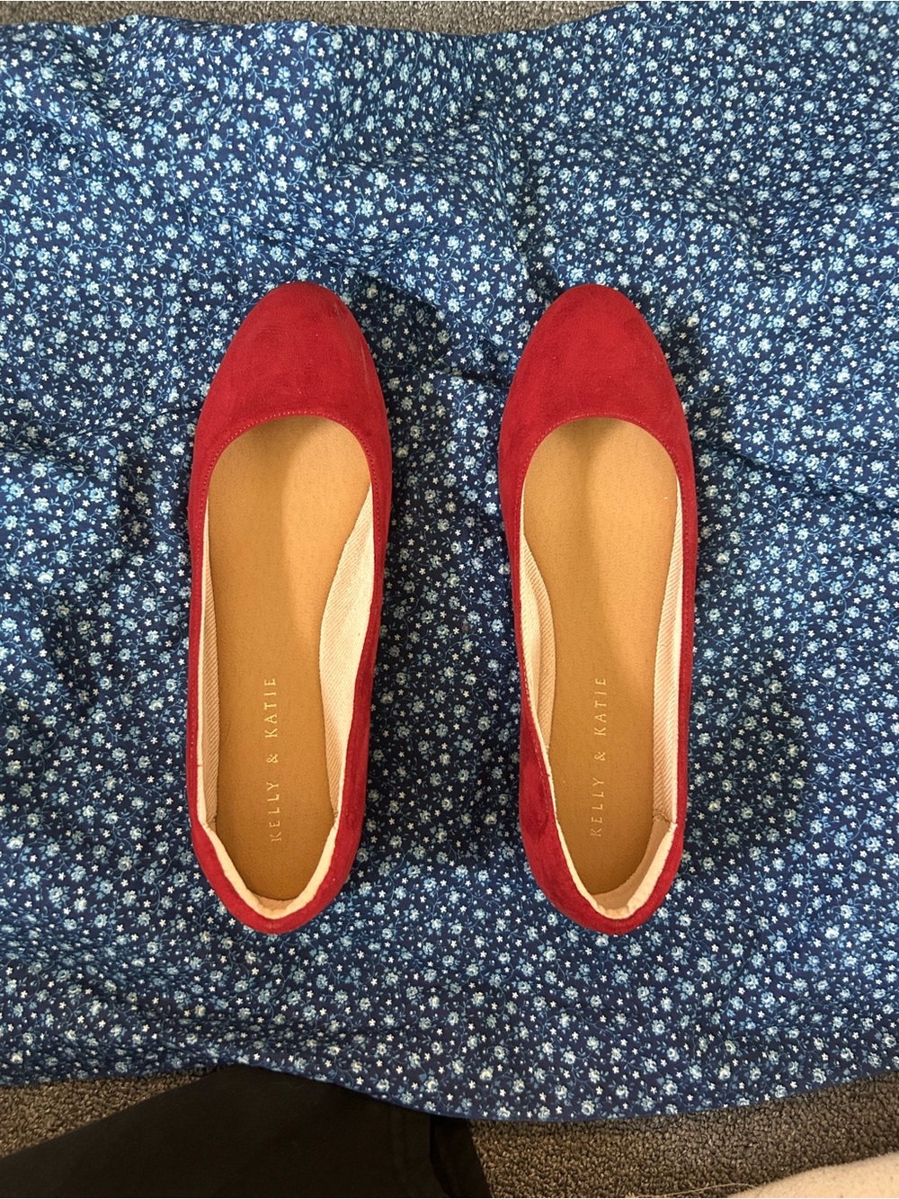 Kelly & Katie Red Suede Round-Toe Flats